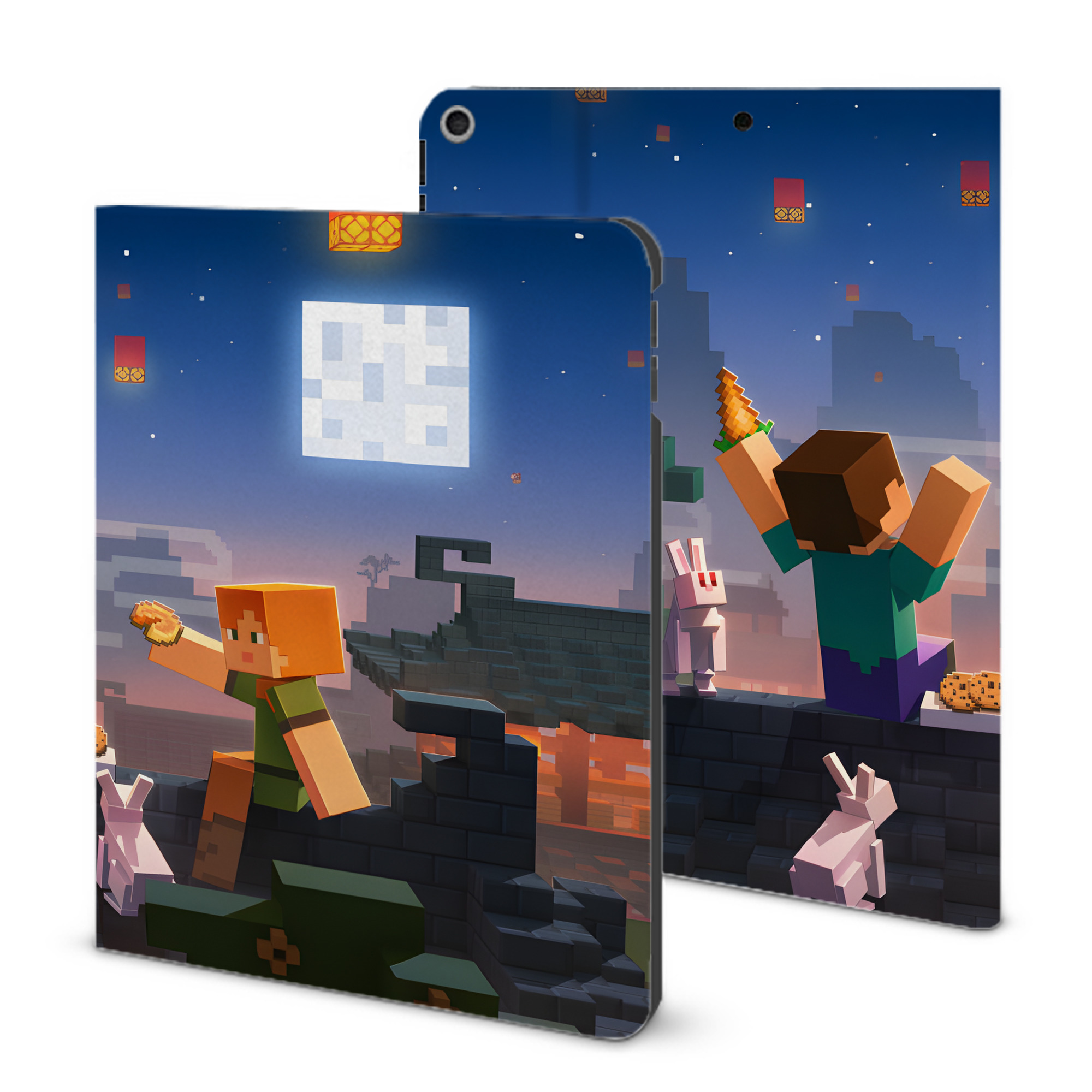 （画像用） マインクラフト ブロックの世界 Minecraft MC Block world IPad ケース ブック型 PUレザー TPU 耐衝撃 軽量 薄型 ペン収納なし 全面保護 IPad 各モデル対応